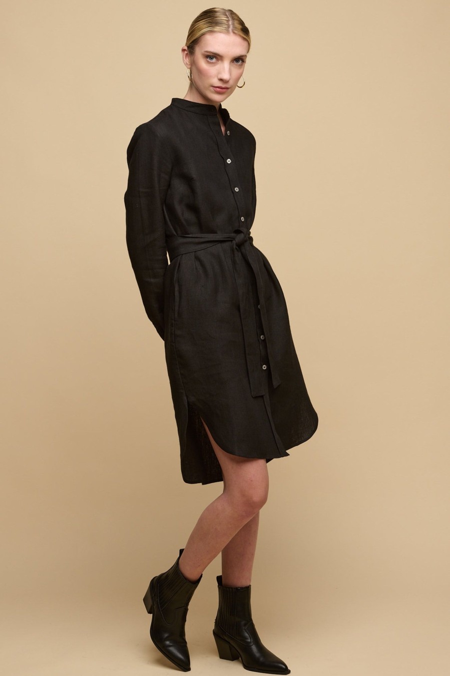 Women Community Clothing | Collarless Shirt Dress