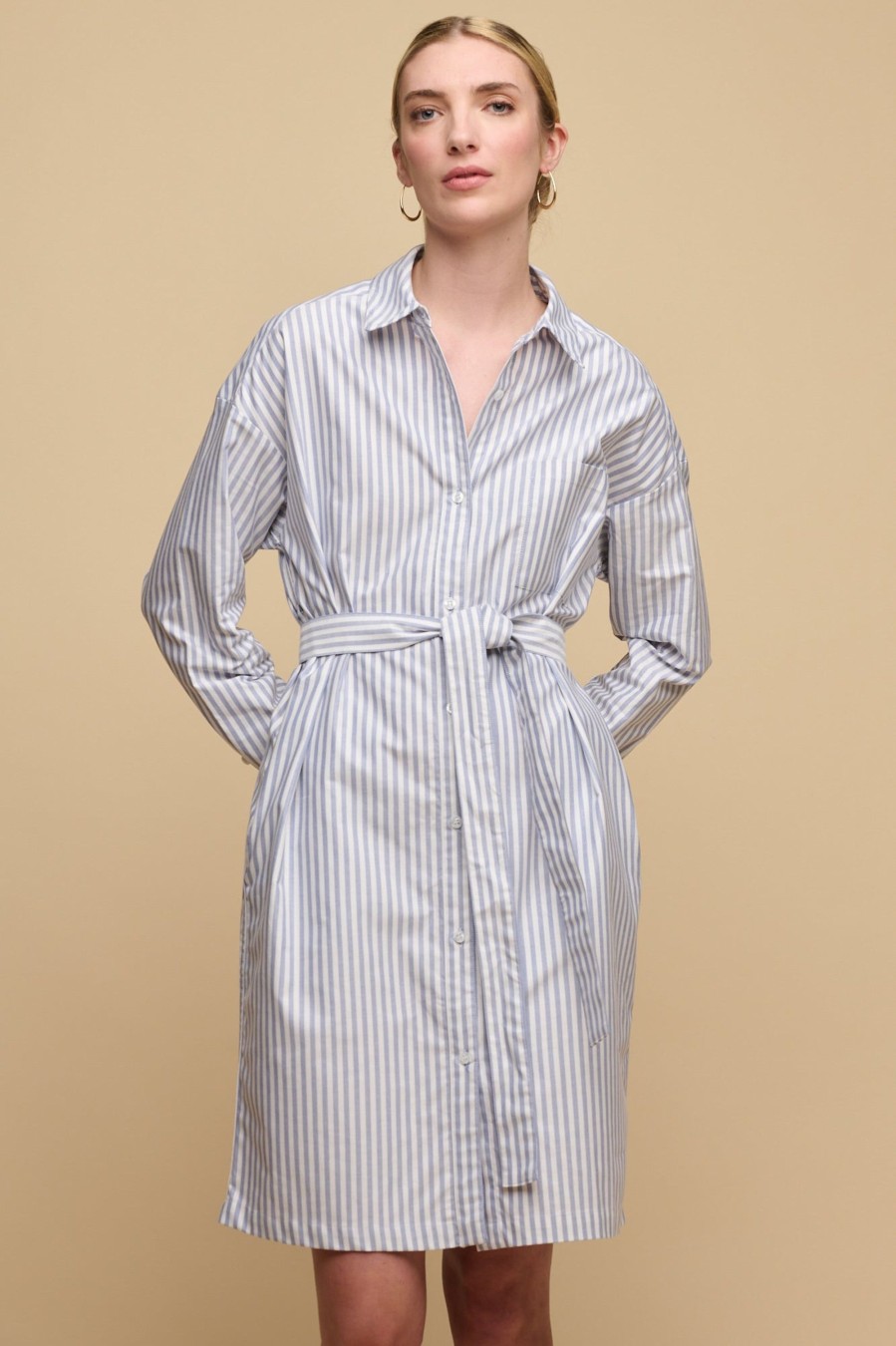 Women Community Clothing | Lorelle Belted Midi Cotton Shirt Dress