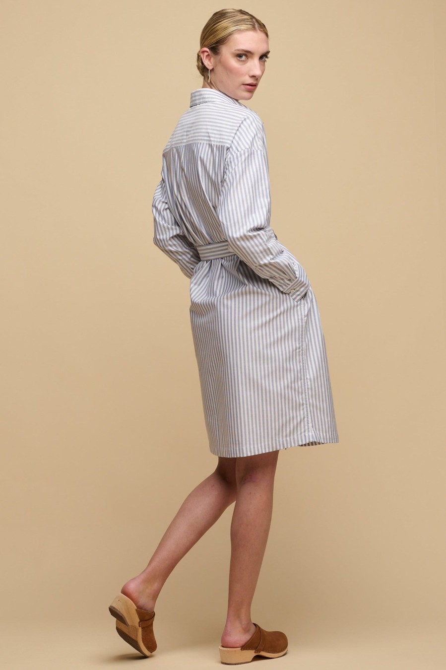 Women Community Clothing | Lorelle Belted Midi Cotton Shirt Dress