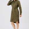 Women Community Clothing | Collarless Shirt Dress Olive