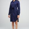 Women Community Clothing | Collarless Shirt Dress Navy