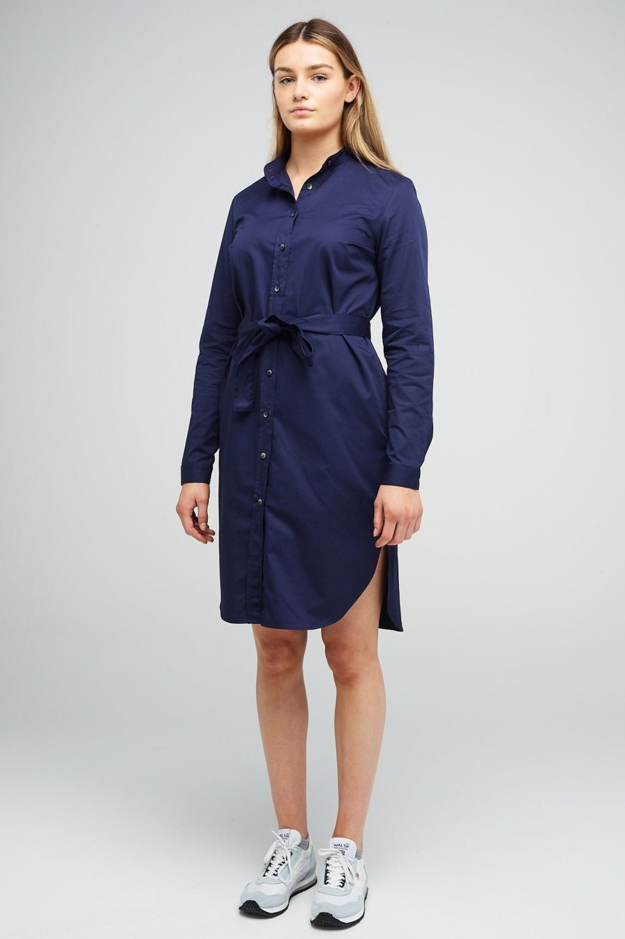 Women Community Clothing | Collarless Shirt Dress Navy