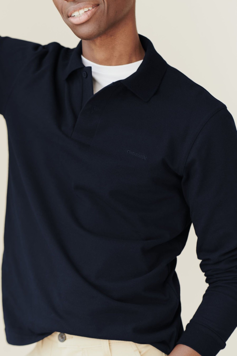 Men Community Clothing | Long Sleeve Polo Shirt Navy