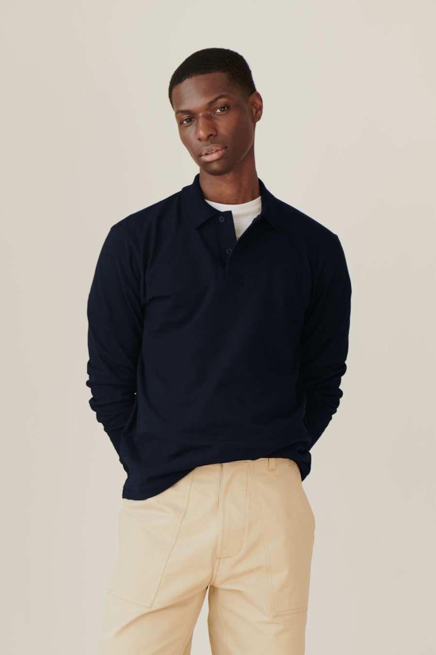 Men Community Clothing | Long Sleeve Polo Shirt Navy