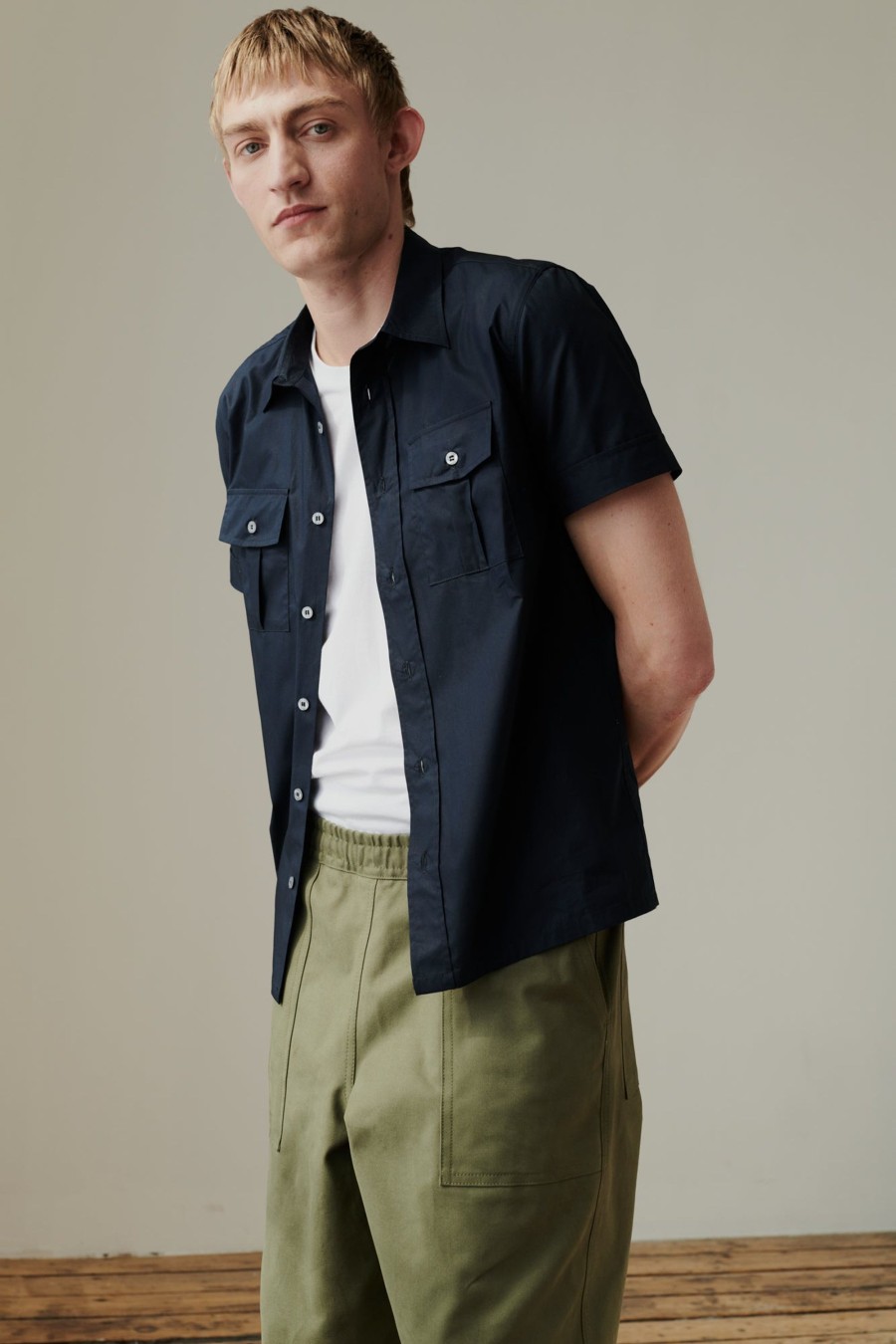 Men Community Clothing | Tom Short Sleeve Military Two Pocket Shirt