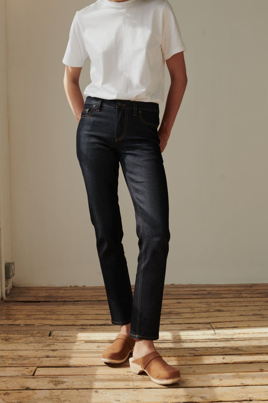 Women Community Clothing | Straight Leg Mid Rise Jeans