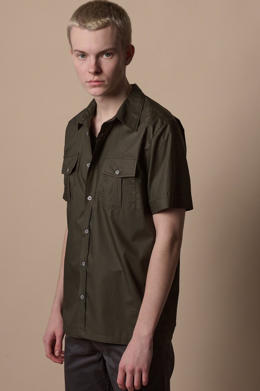 Men Community Clothing | Tom Short Sleeve Military Two Pocket Shirt