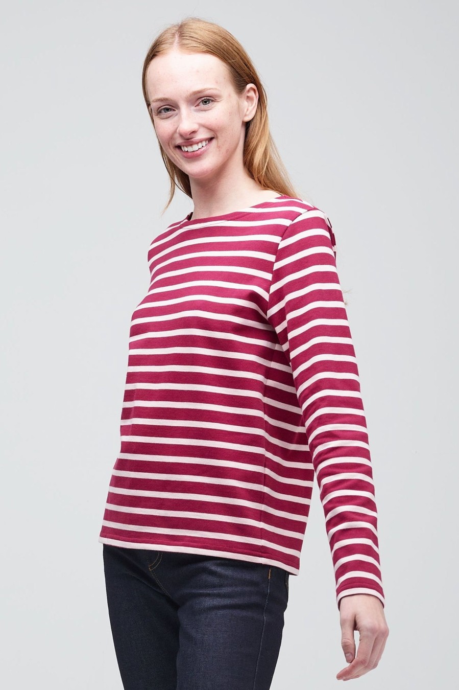 Women Community Clothing | Breton Burgundy/Ecru